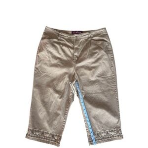 Gloria Vanderbilt Capri Pants 16W Embroidered Boho Cottagecore